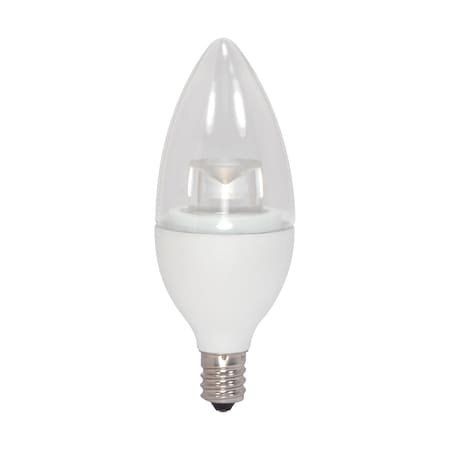 Satco Bulb, LED, 4W, B11, Candelabra, 120V, Clear, 30K S28574